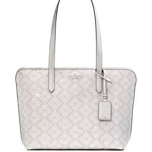 New Kate Spade Spade Flower Star Toss Large Tote Platinum Grey Multi